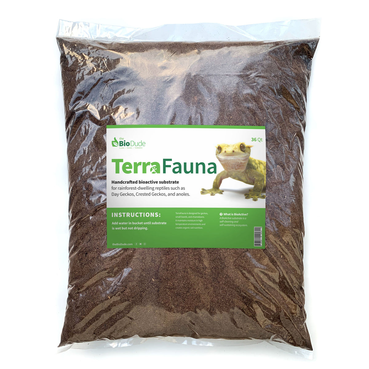Terra Fauna Bioactive Substrate 36 qt bag - Great for Crested, Gargoyle, and Leachianus Geckos