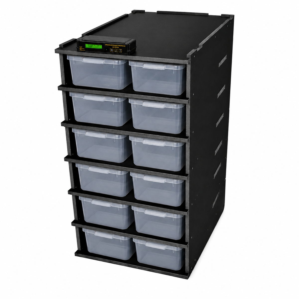 VE-6 PVC Reptile Rack with 11 Quart Tubs and VE200 Proportional Thermostat