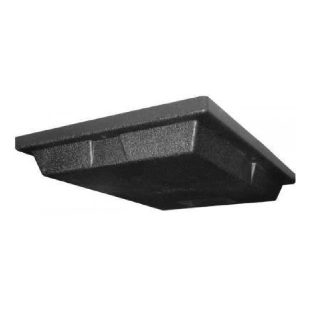 A rectangular black foam insert with raised edges, viewed from a low angle on white—ideal protection for ReptiChip LLC Vivarium Electronics Radiant Heat Panels in reptile enclosures.